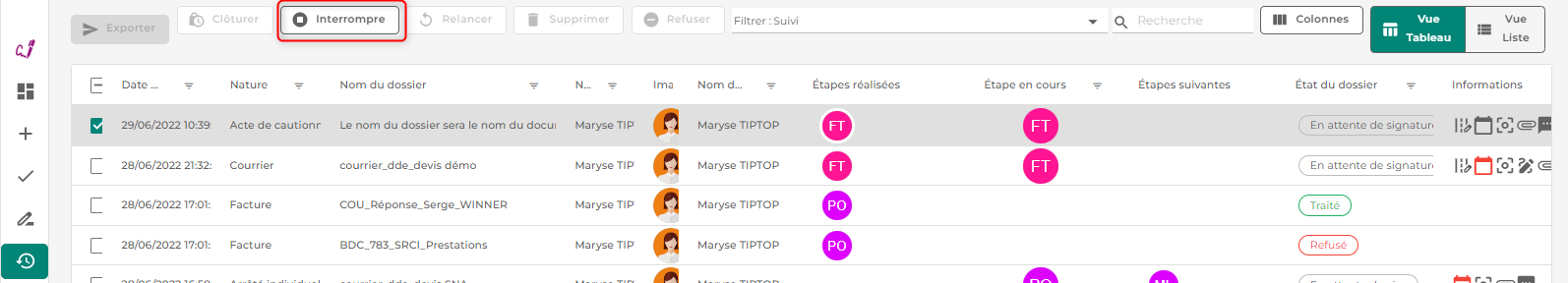 Illustration de l'interface